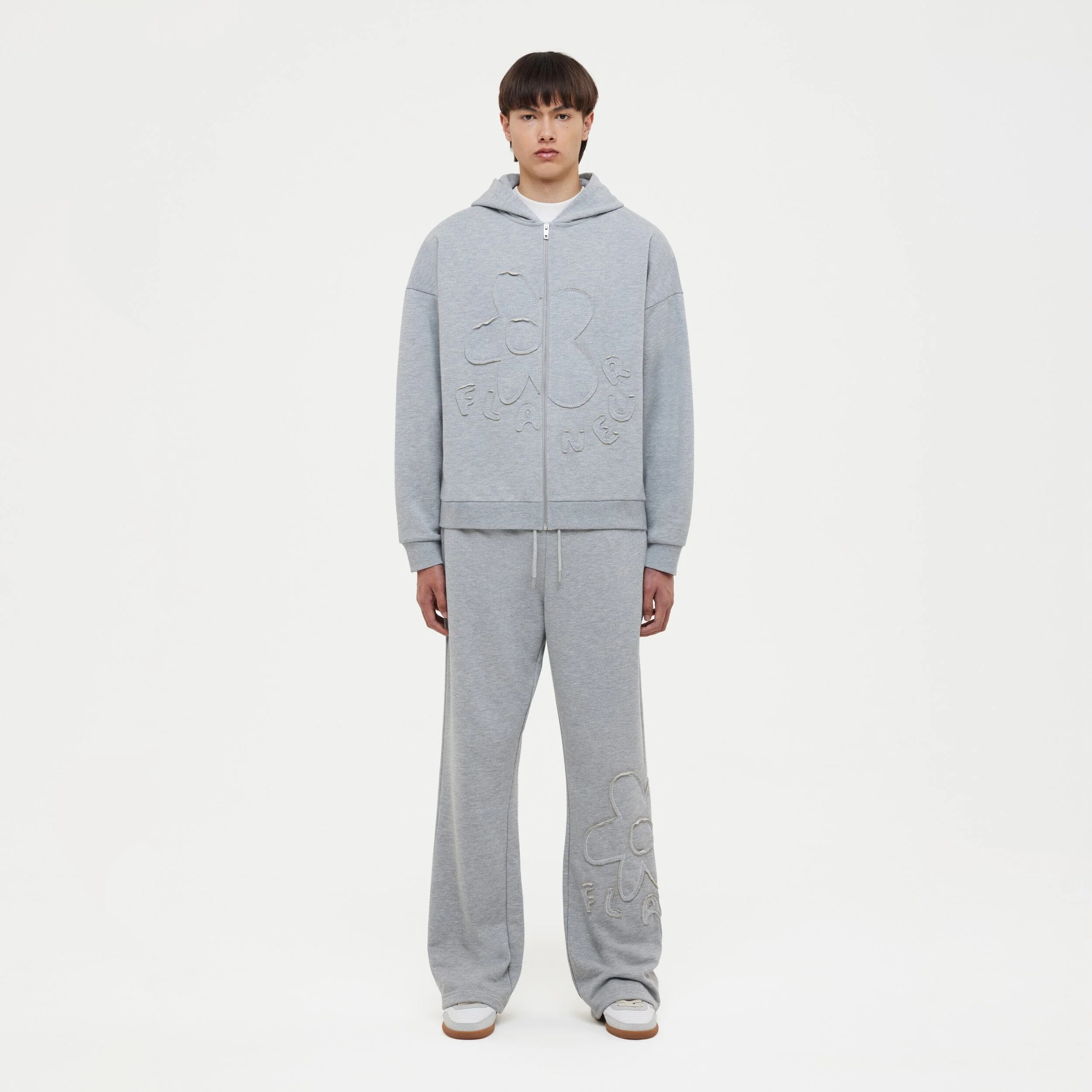 Blossom Patches Zip-Up Hoodie | Heather Grey - Image 2