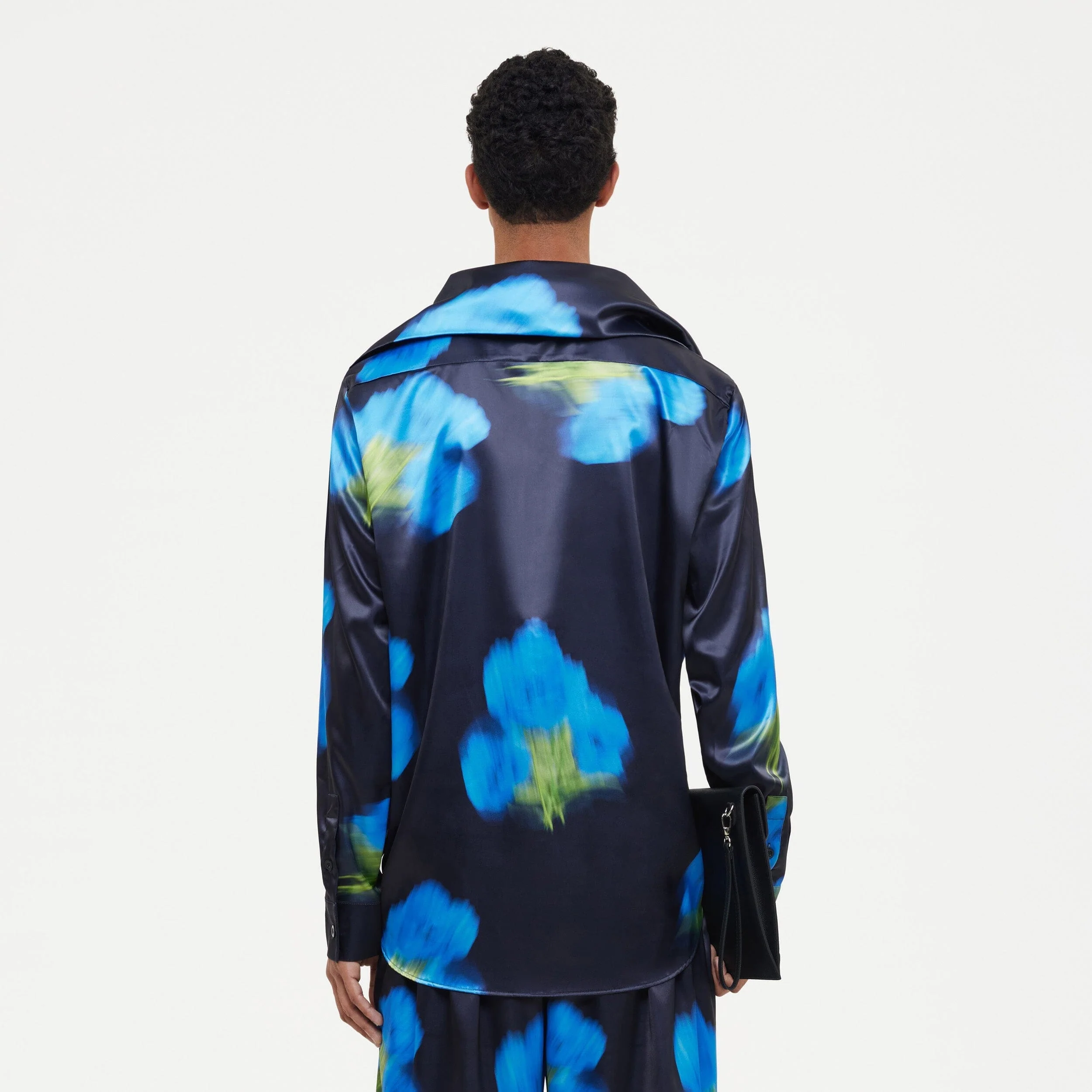 Blurred Flower Hooded Shirt | Black - Image 3