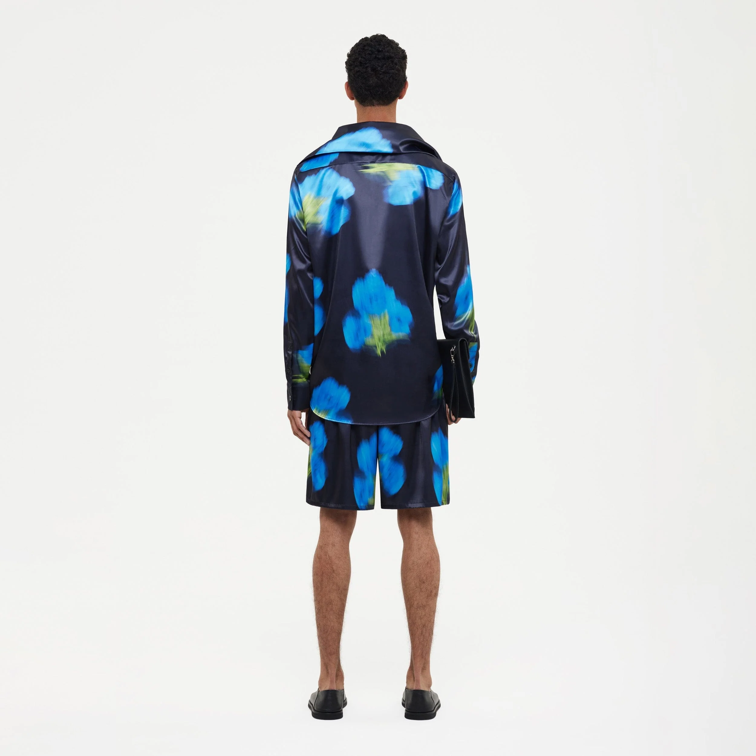 Blurred Flower Hooded Shirt | Black - Image 6