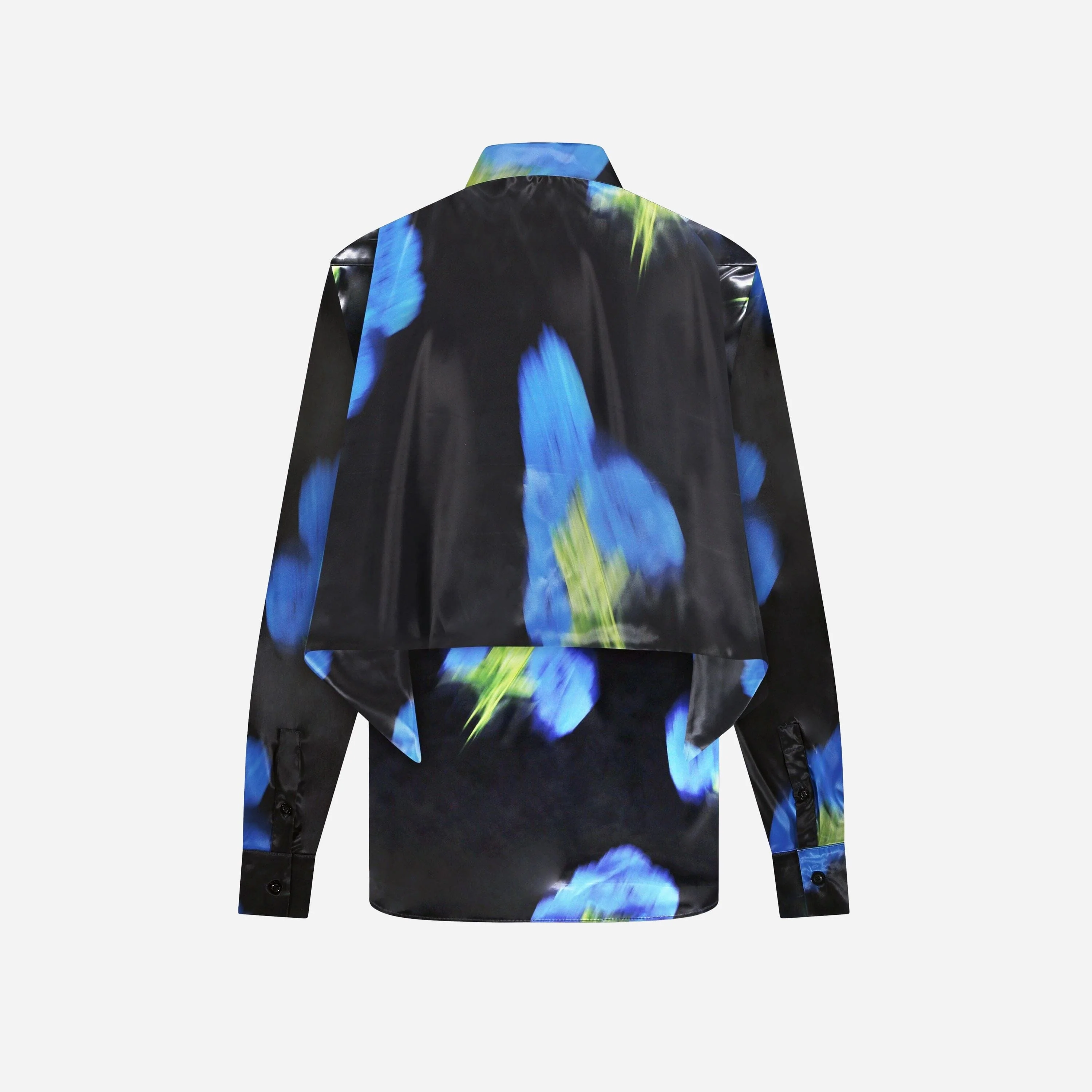 Blurred Flower Hooded Shirt | Black - Image 7