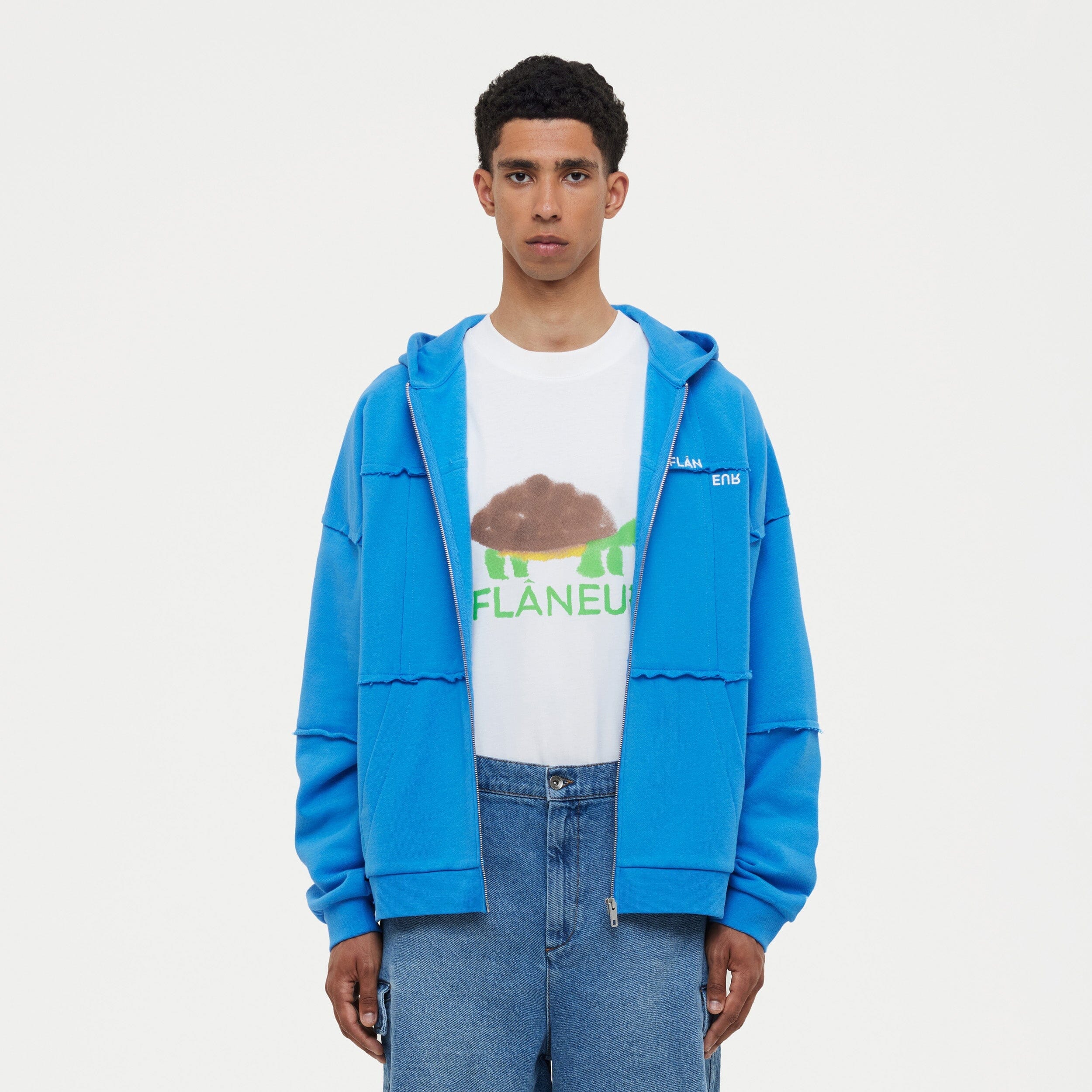 Cut & Sew Zip-Up Hoodie | Cobalt Blue - Image 3