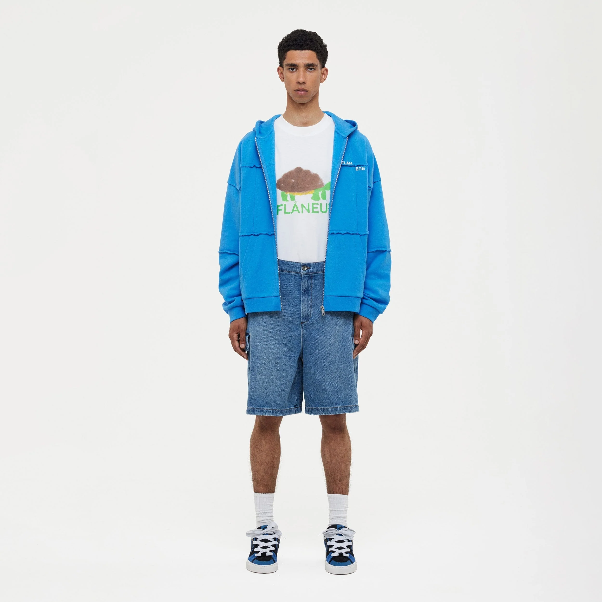 Cut & Sew Zip-Up Hoodie | Cobalt Blue - Image 4