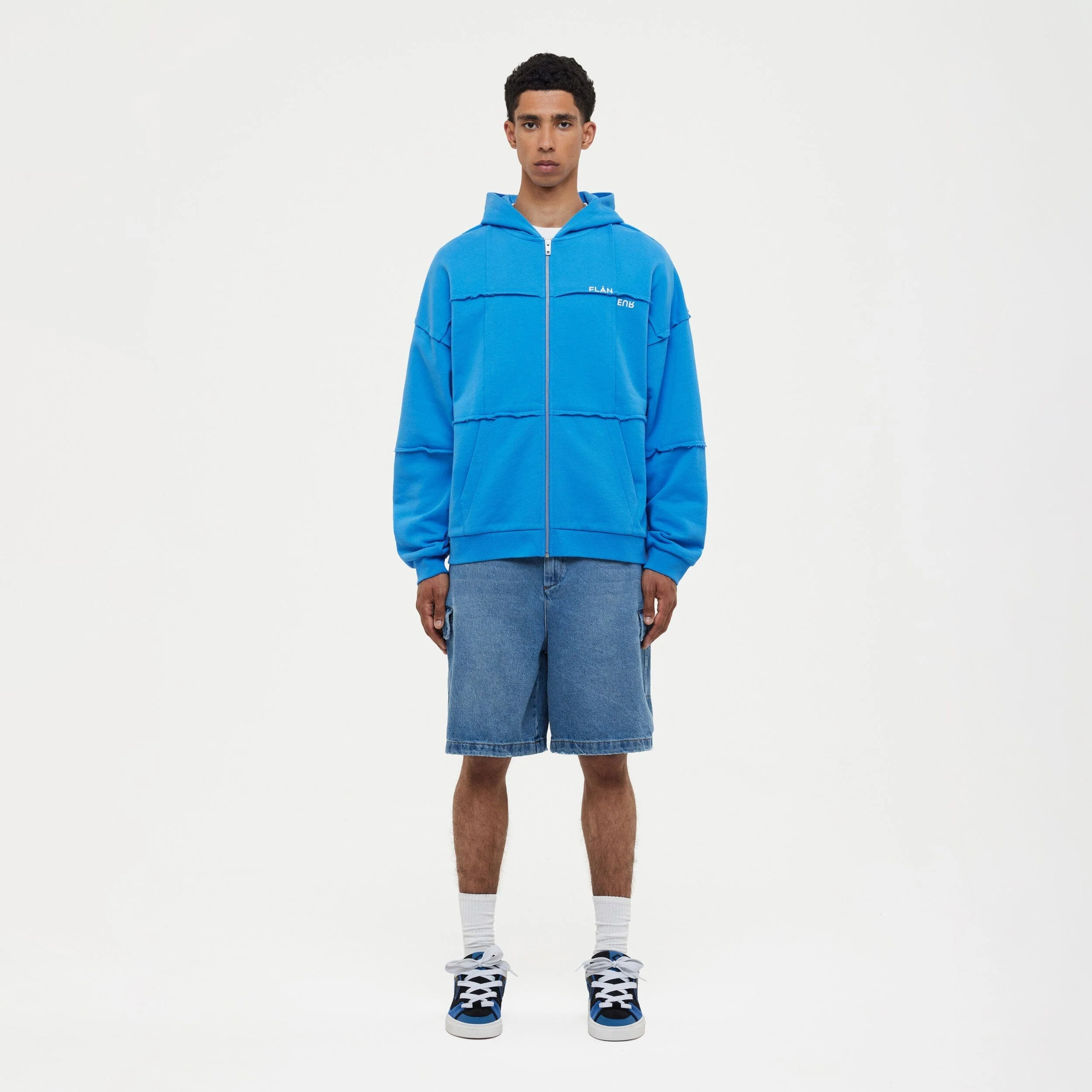 Cut & Sew Zip-Up Hoodie | Cobalt Blue - Image 6