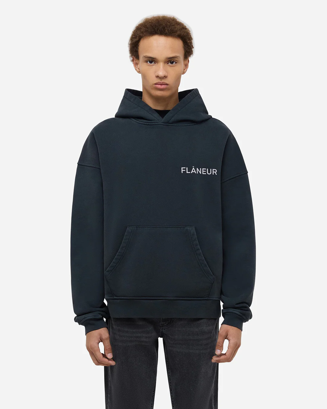 Double Logo Washed Hoodie (500GSM) | Black - Image 3