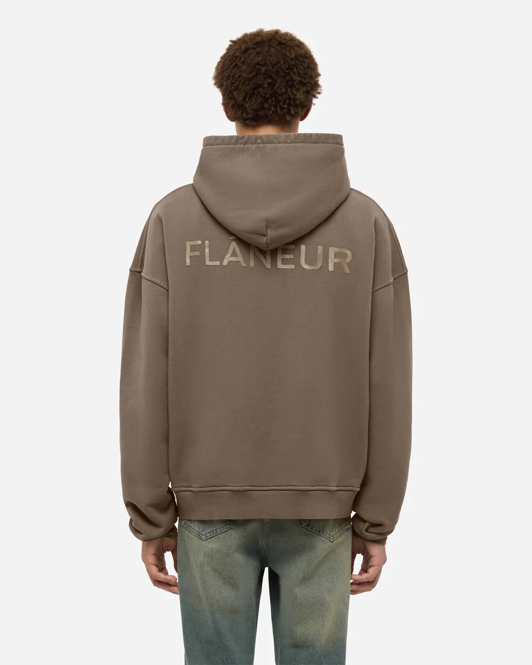 Double Logo Washed Hoodie (500GSM) | Brown - Image 4
