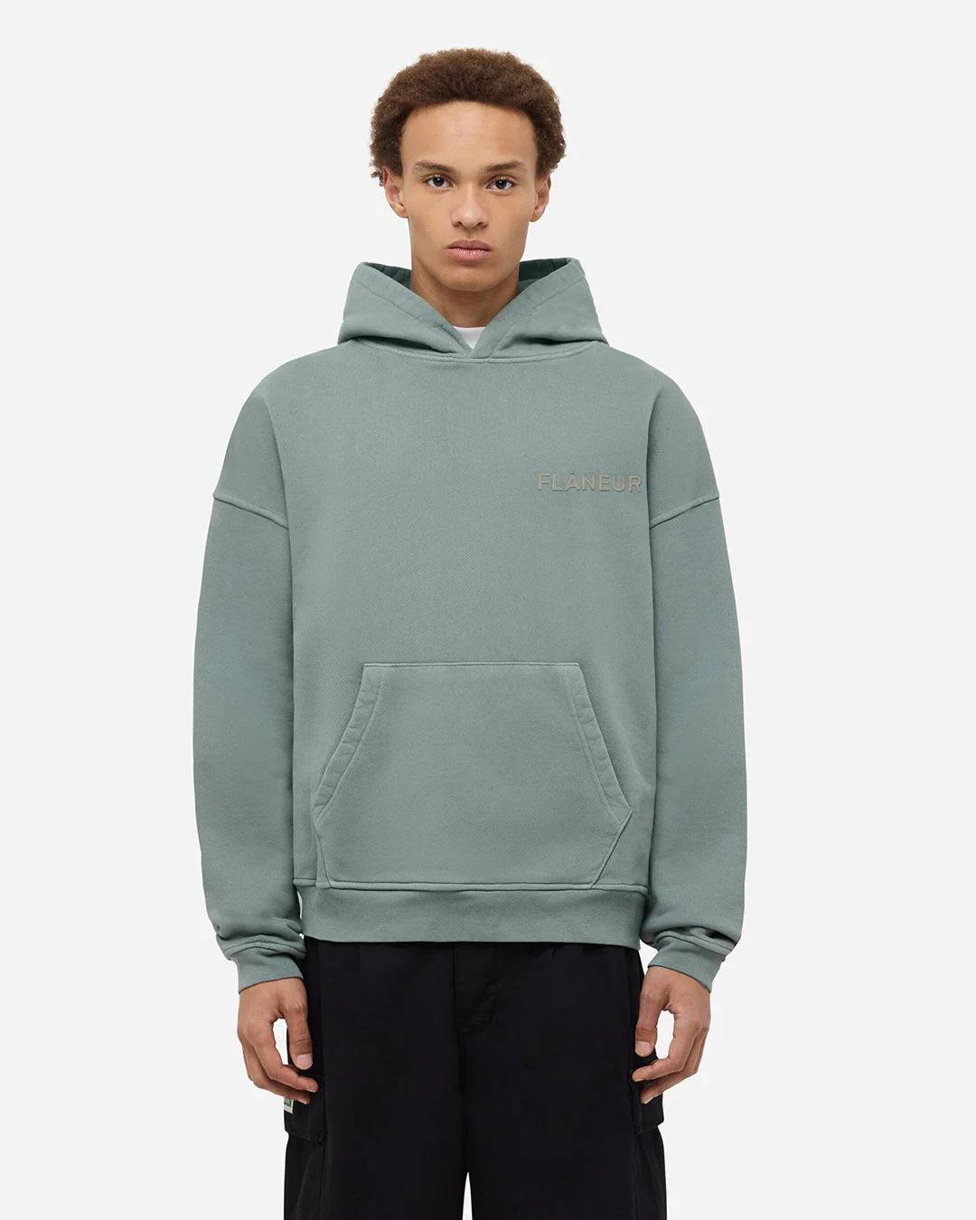 Double Logo Washed Hoodie (500GSM) | Sage - Image 3