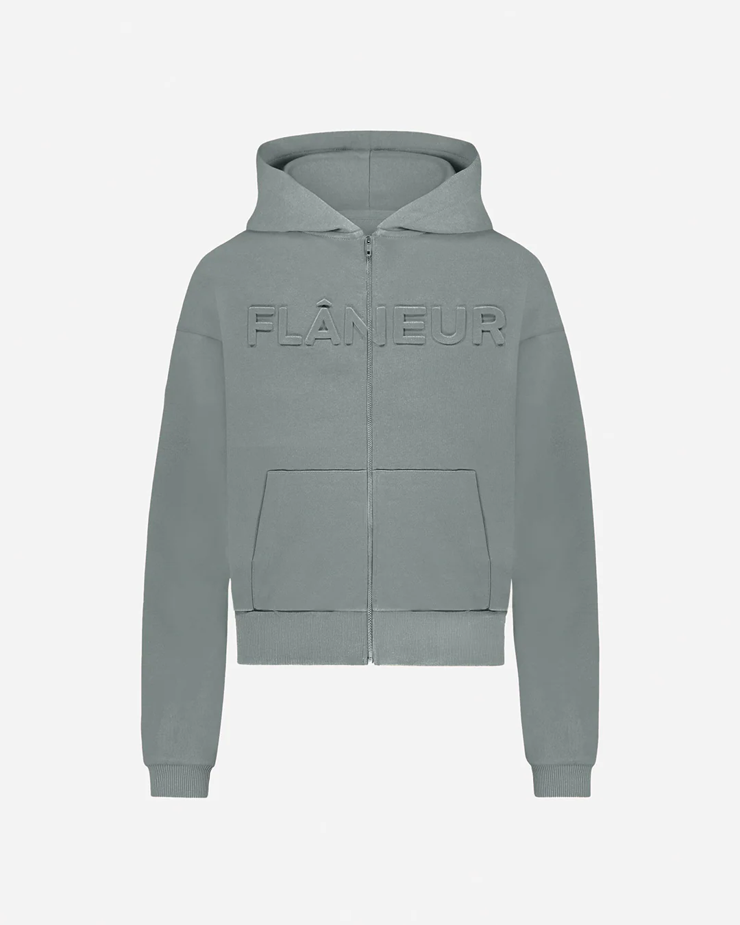 Embossed Zip-Up Hoodie | Midnight Blue