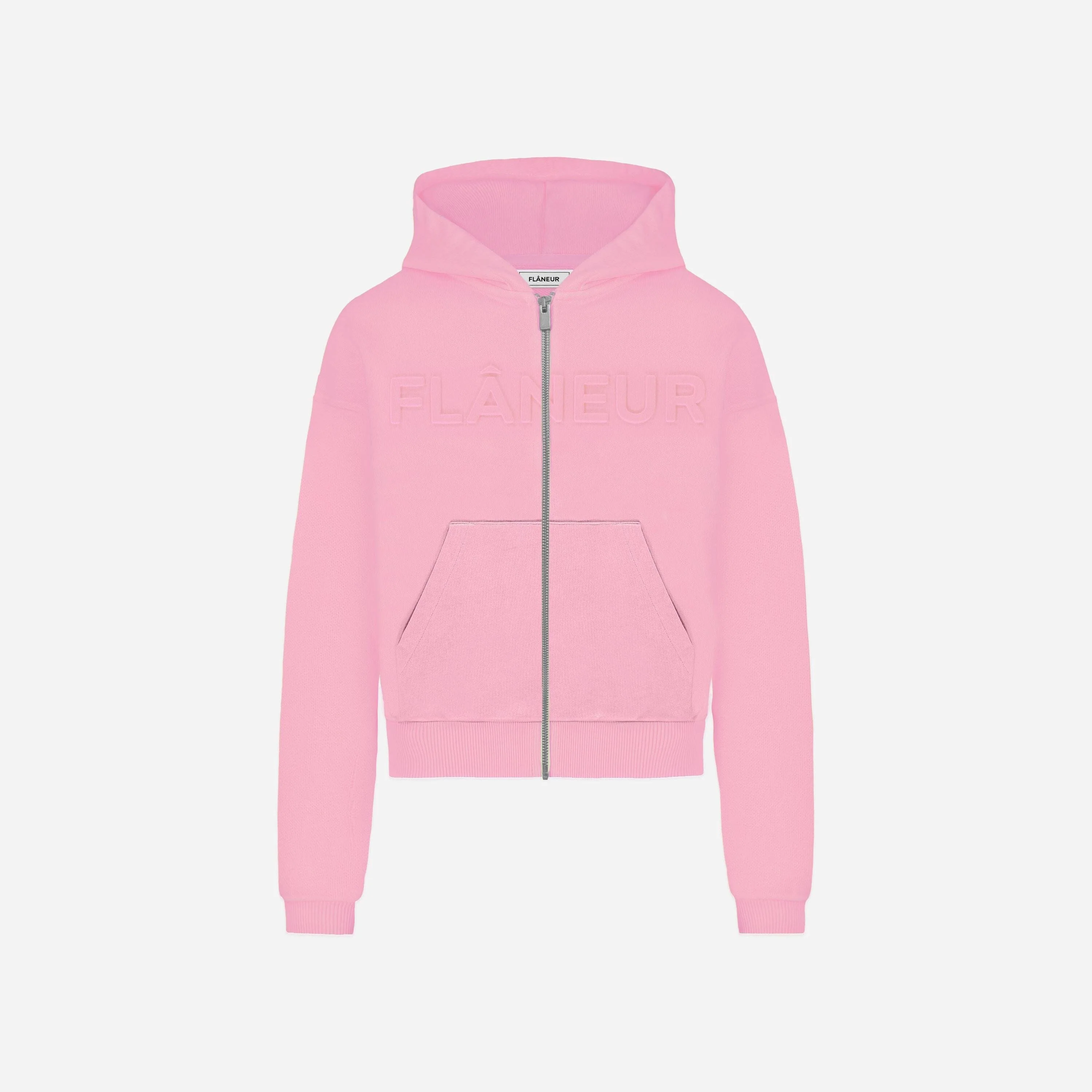 Embossed Zip-Up Hoodie | Pink - Image 2
