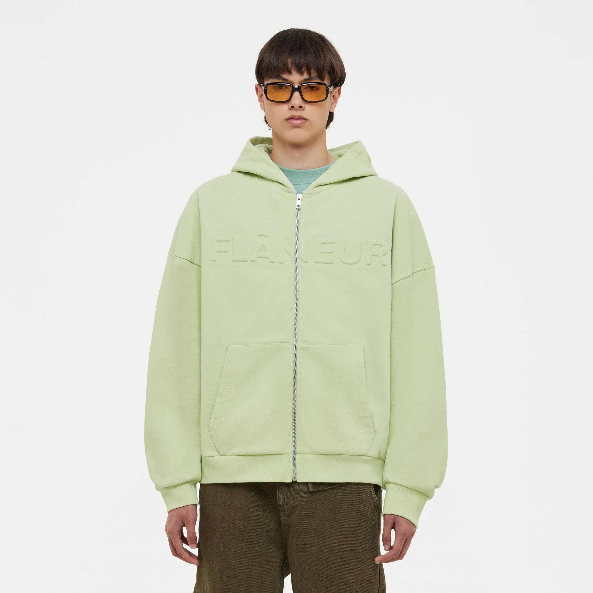 Embossed Zip-Up Hoodie | Resin
