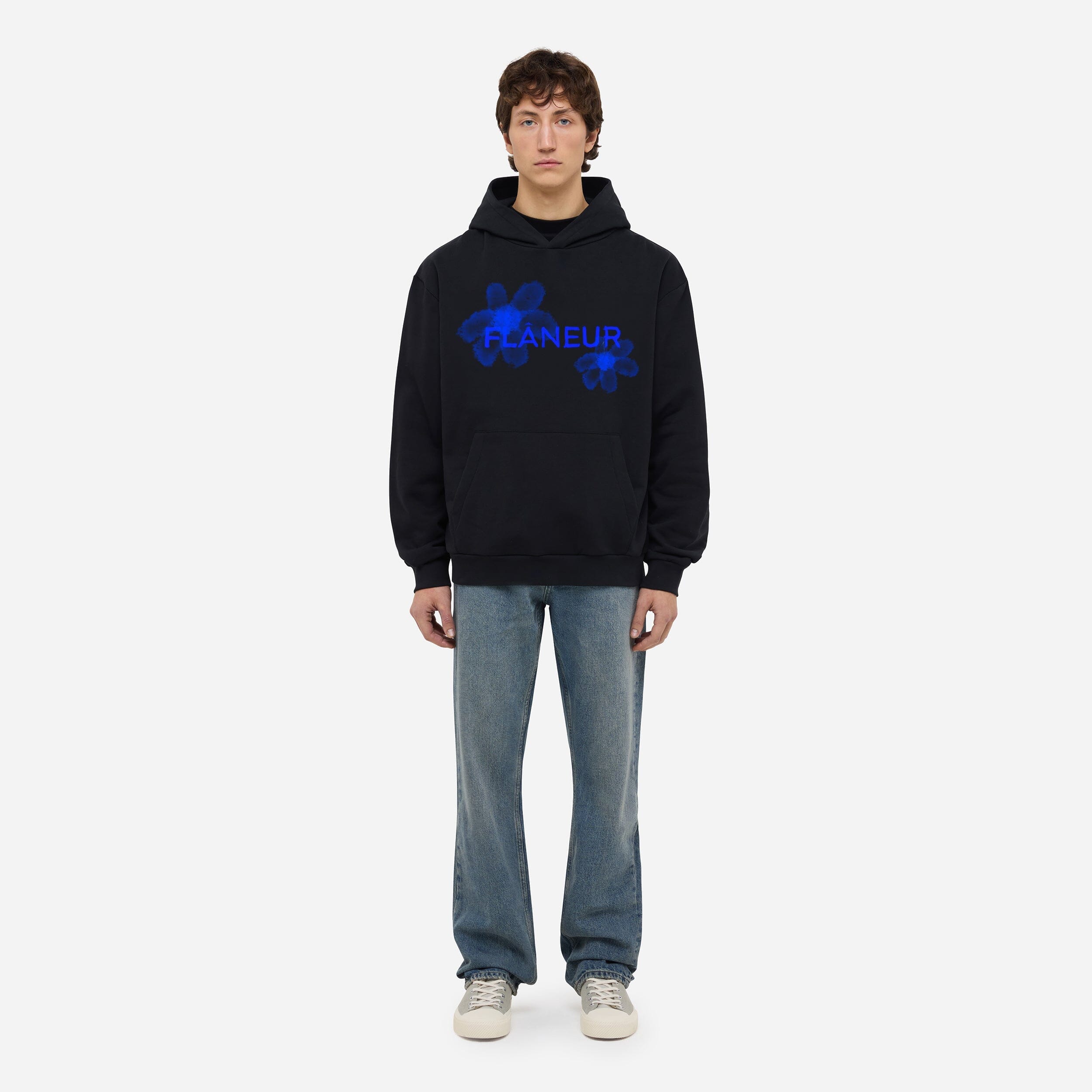 Floral Watercolor Hoodie | Black Blue - Image 3