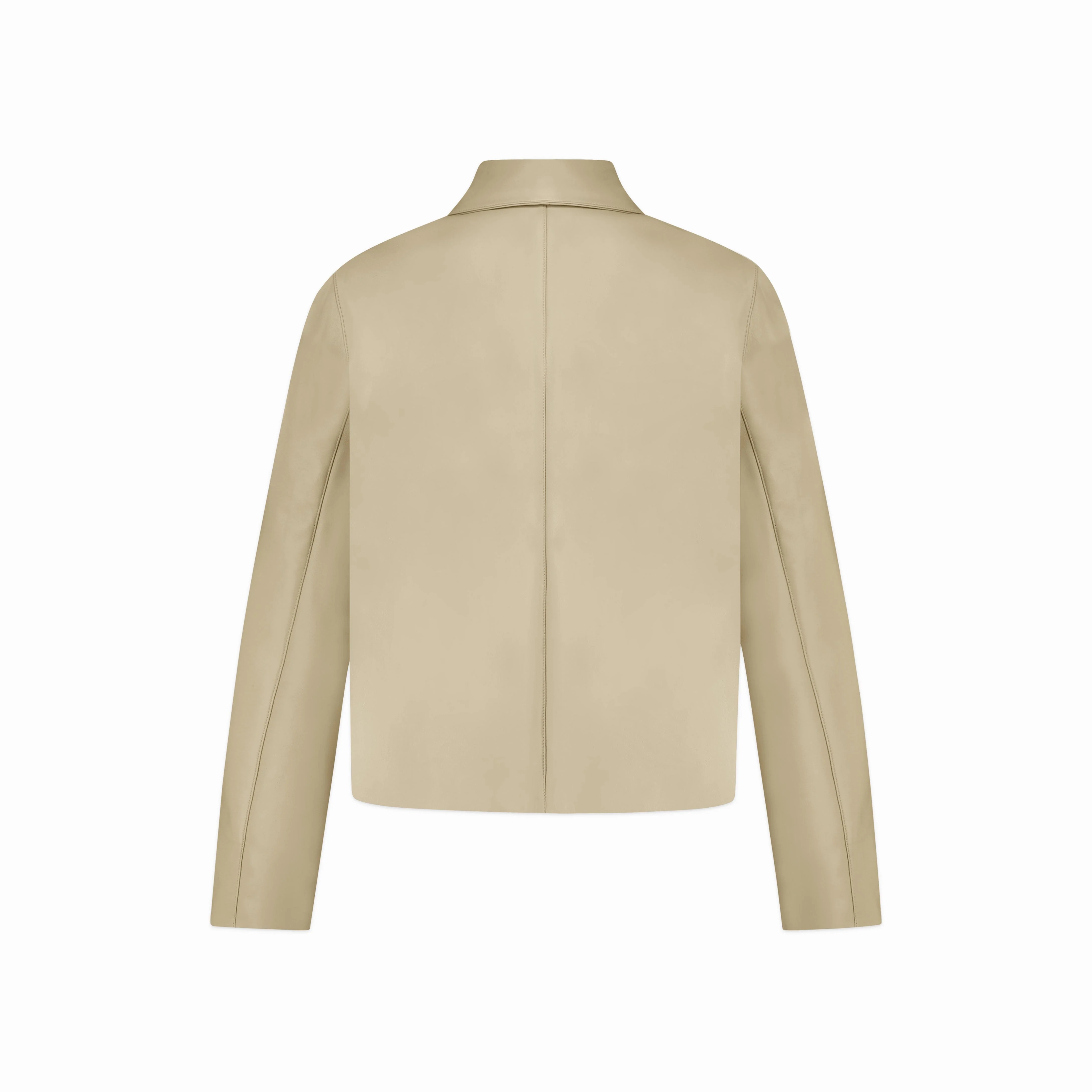 Leather Blouson Worker Jacket | Beige - Image 2
