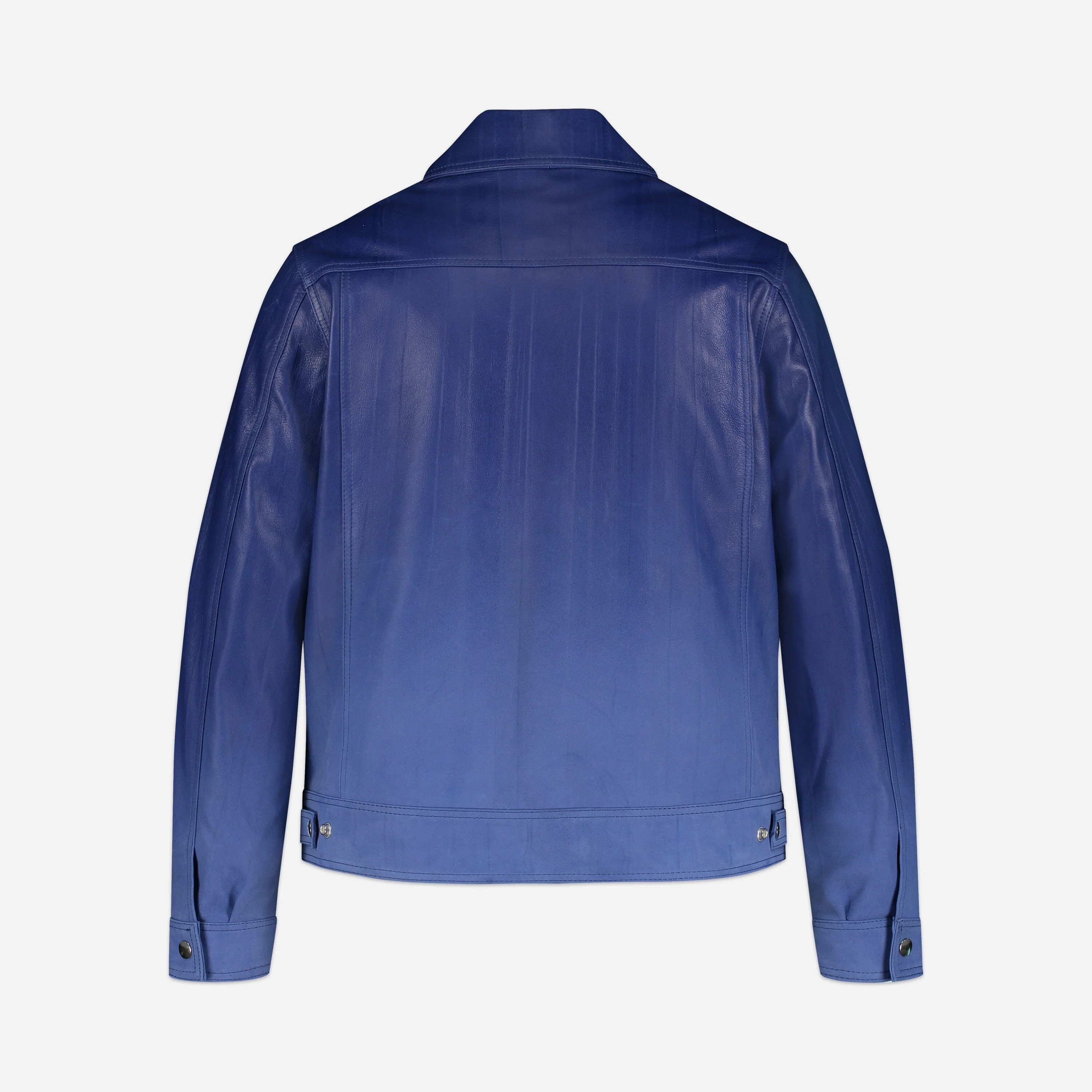 Leather Moto Jacket | Faded Blue - Image 3