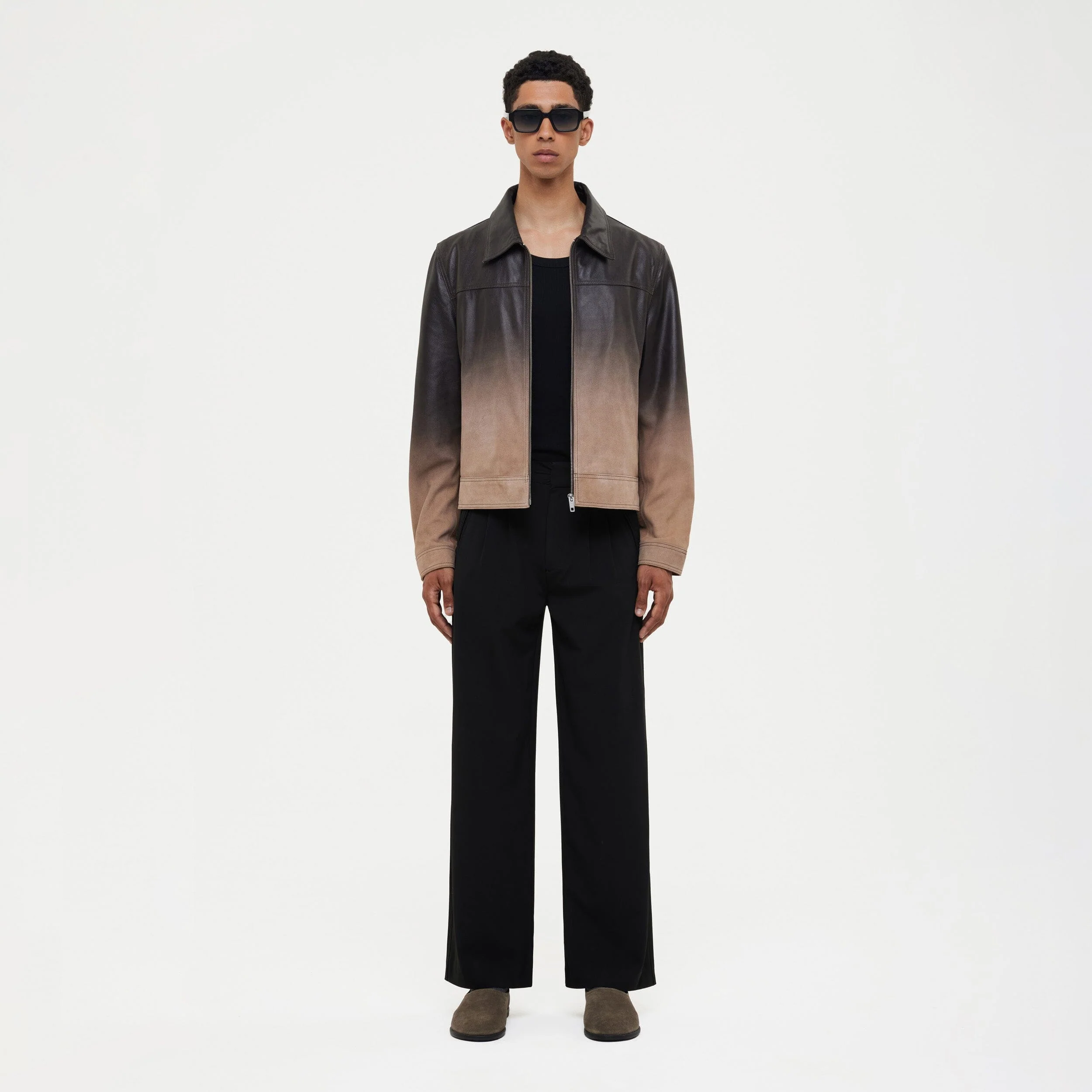 Leather Moto Jacket | Faded Brown - Image 3