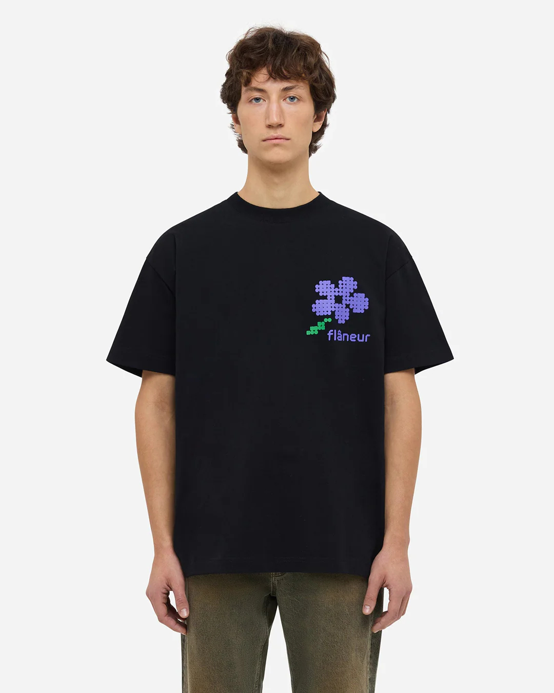 Pixel Flower T-Shirt | Black - Image 3